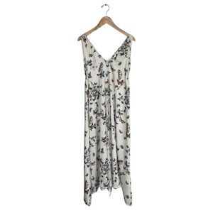 Josa Tulum Dress One Size Fits Most Ivory‎ Butterfly Print Beach  Cover V-neck